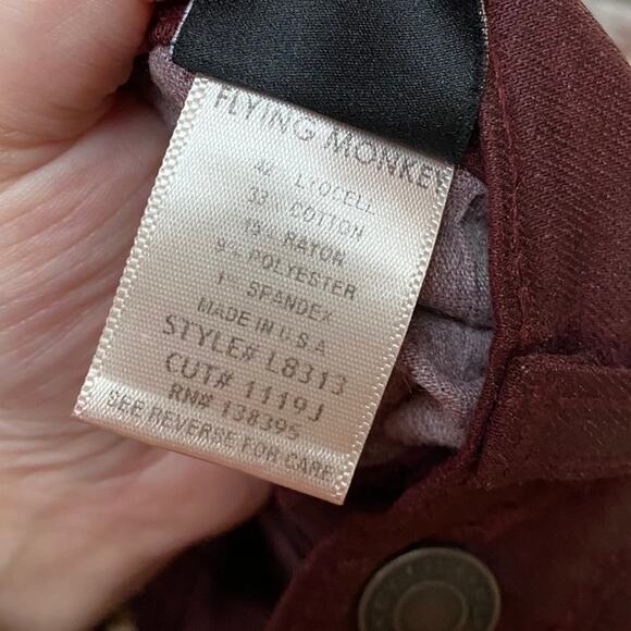 NWT Flying Monkey Platinum Maroon Wax Skinny Jeans - Picture 6 of 10